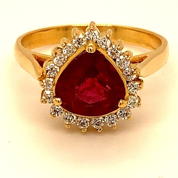 Rubellite 1.92ct Diamonds 18K Solid Gold Ring - Picture 1 of 6